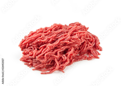 Minced Beef - Raw Meat - Isolated on White Background