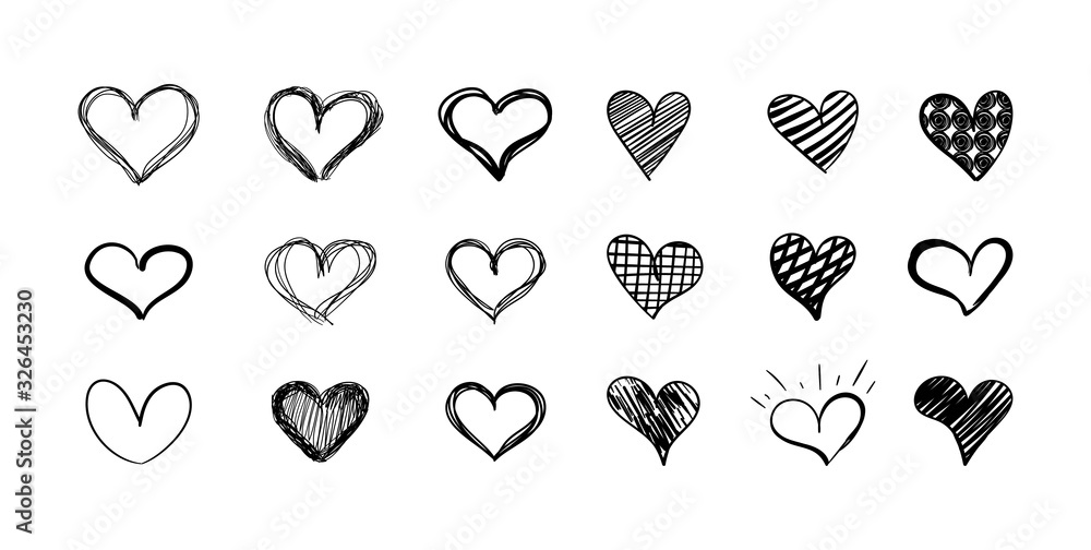 Rows of Black & White Hearts Wallpaper for Walls