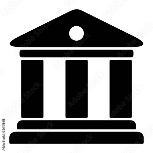 Institution icon. Court building symbol. Bank, financial institute, Wall Street symbol. Federal Hall icon. Pantheon icon. Old Rome, Italy architecture sign.