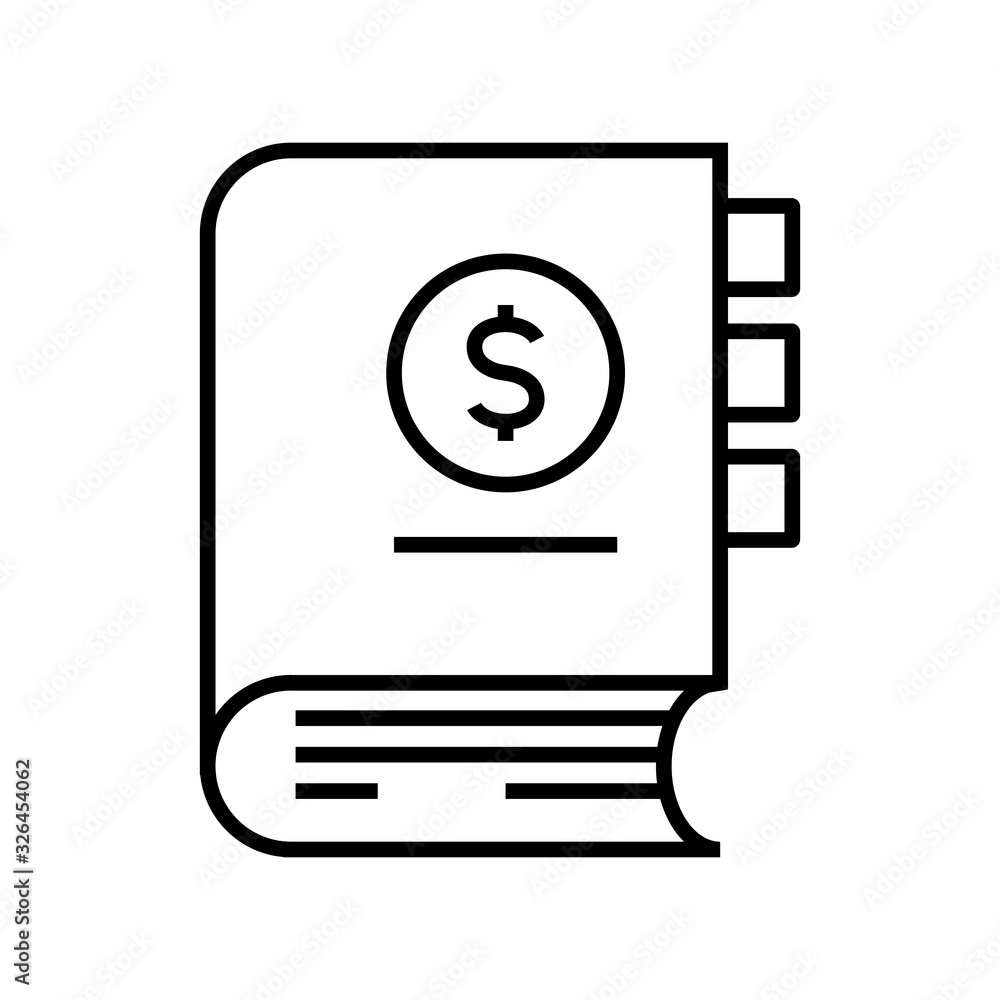 Income book line icon, concept sign, outline vector illustration, linear symbol. Income book line icon, concept sign, outline vector illustration, linear symbol.
