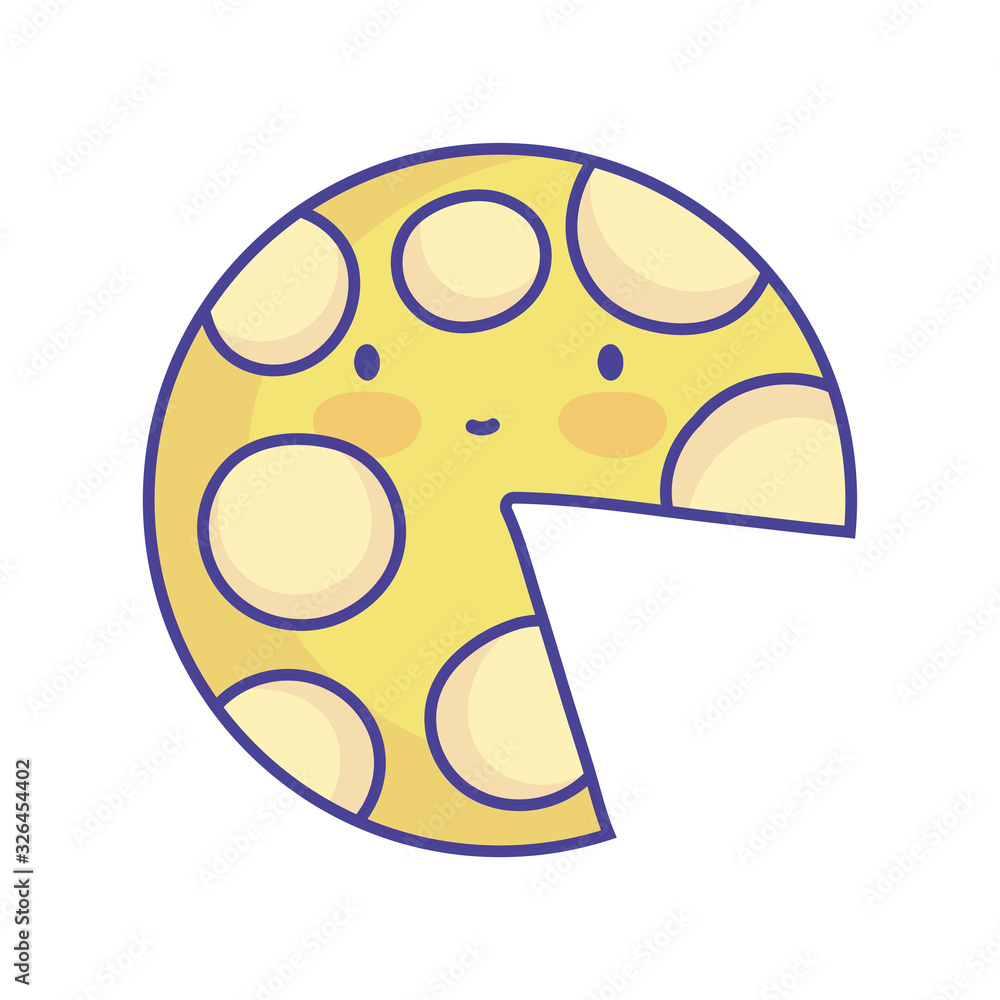 Obraz premium cheese cut character cartoon food cute flat style icon