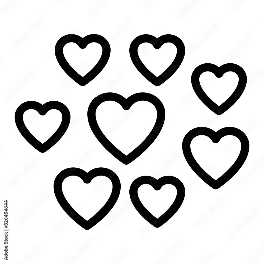 Love hearts shape line icon. Valentine day hearts, love, happy, romance signs. Love hearts shape line icon. Valentine day hearts, love, happy, romance signs.