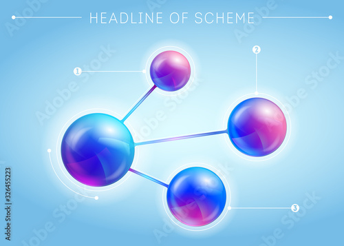 Blue template of page with 3D-effect metaballs