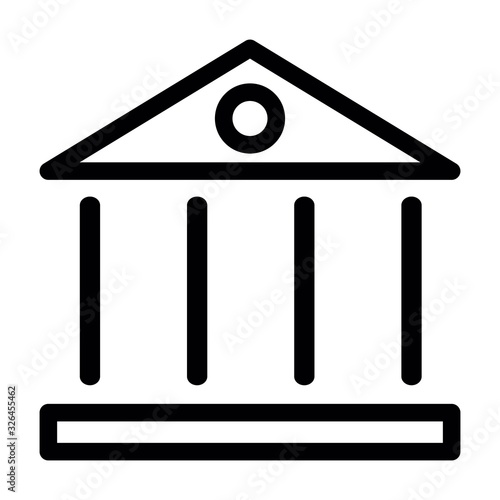 Institution icon. Court building symbol. Pantheon icon. Old Rome, Italy architecture sign.