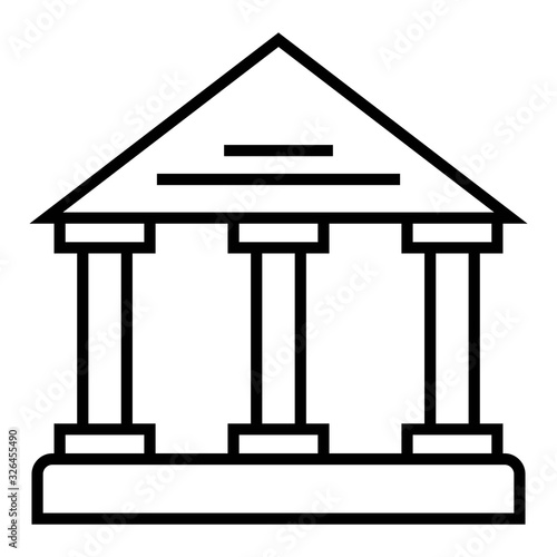 Institution icon. Court building symbol. Pantheon icon. Old Rome, Italy architecture sign.