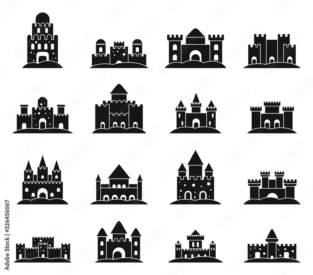Beach castle sand icons set. Simple set of beach castle sand vector icons for web design on white background