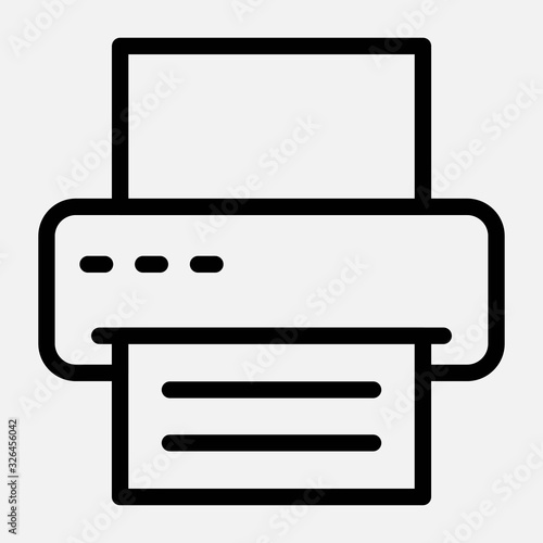 Printer icon on white background. Facsimile, inkjet printers illustration.