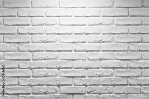 White brick wall texture. Modern house apartment interiors. Decorative stone pattern. New home indoor facade background.