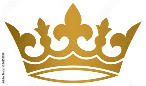 Krone mit Lilie in Gold auf einem weißen isolierten Hintergrund.