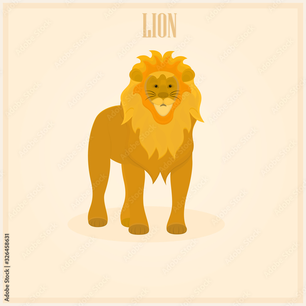 Vector lion on light background. Wild animal. Vector lion on light background. Wild animal.