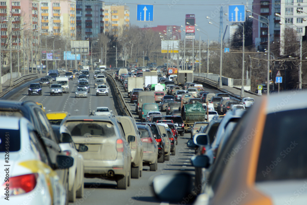 Traffic jam on Prospekt Mira in Moscow Traffic jam on Prospekt Mira in Moscow