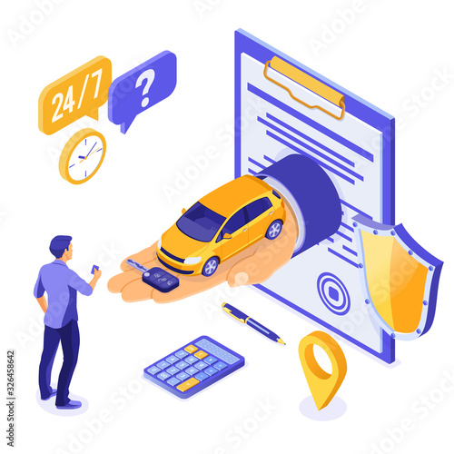 Sale Purchase Rental Sharing Car Isometric