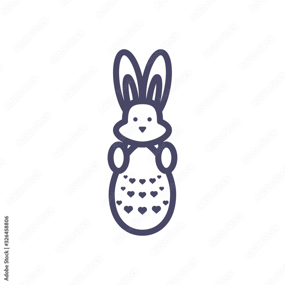 Obraz premium cute bunny with easter egg, line style design