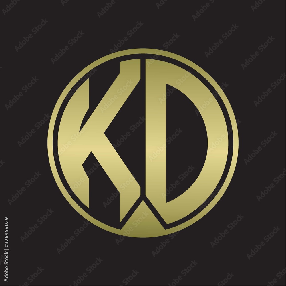 KD Logo monogram circle with piece ribbon style on gold colors KD Logo monogram circle with piece ribbon style on gold colors