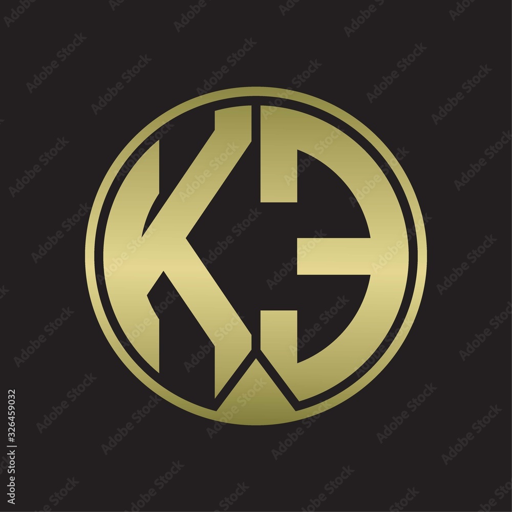 KE Logo monogram circle with piece ribbon style on gold colors KE Logo monogram circle with piece ribbon style on gold colors