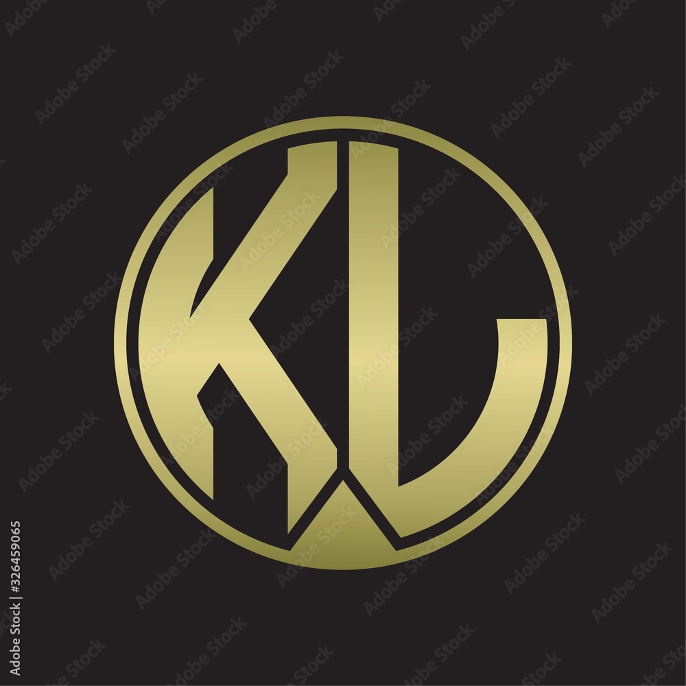 KL Logo monogram circle with piece ribbon style on gold colors KL Logo monogram circle with piece ribbon style on gold colors