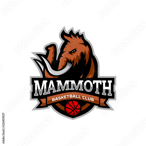Mammoth head mascot logo for the Basketball team logo. vector illustration. can be used for your team logo. printed on t-shirts and so on.