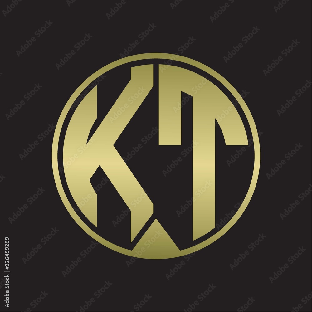 KT Logo monogram circle with piece ribbon style on gold colors KT Logo monogram circle with piece ribbon style on gold colors