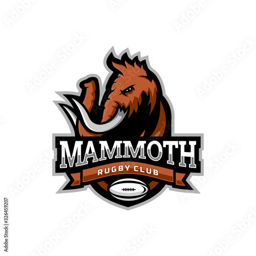Mammoth head mascot logo for the Rugby team logo. vector illustration. can be used for your team logo. printed on t-shirts and so on.