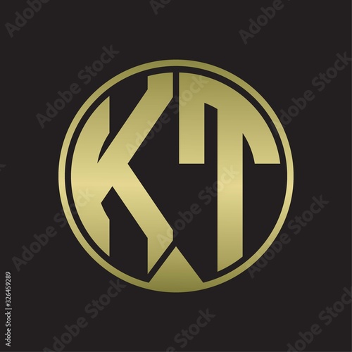 KT Logo monogram circle with piece ribbon style on gold colors