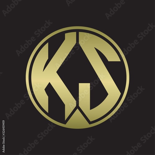KS Logo monogram circle with piece ribbon style on gold colors
