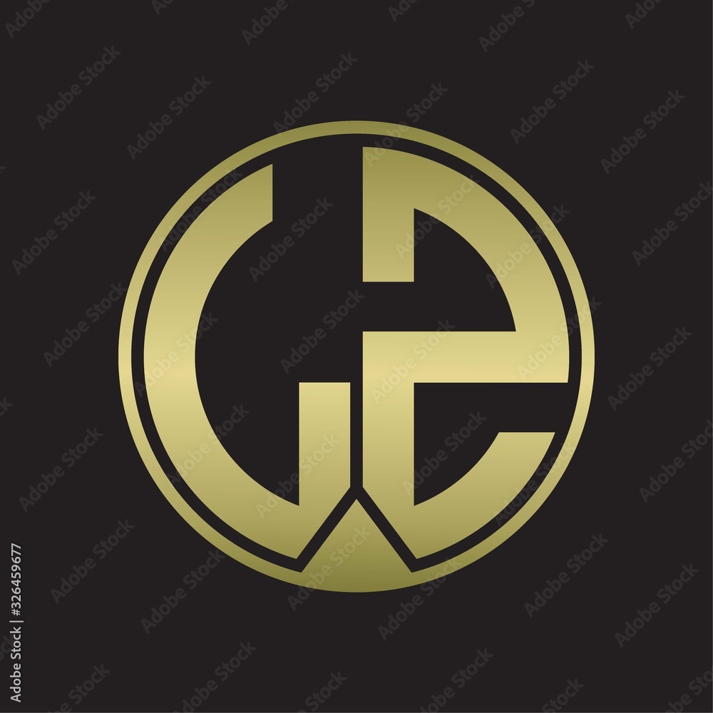 LZ Logo monogram circle with piece ribbon style on gold colors LZ Logo monogram circle with piece ribbon style on gold colors