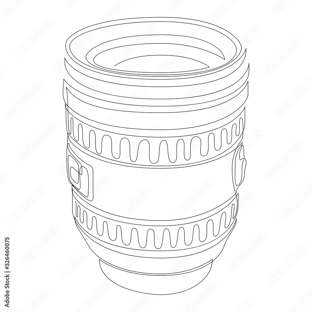 One single line drawing of slr or dslr lens. Photography equipment concept  continuous line draw design illustration. Vector Stock Vector | Adobe Stock