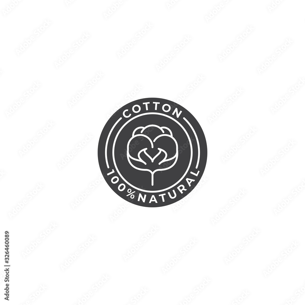 Cotton 100% natural label. Vector logo icon template Cotton 100% natural label. Vector logo icon template