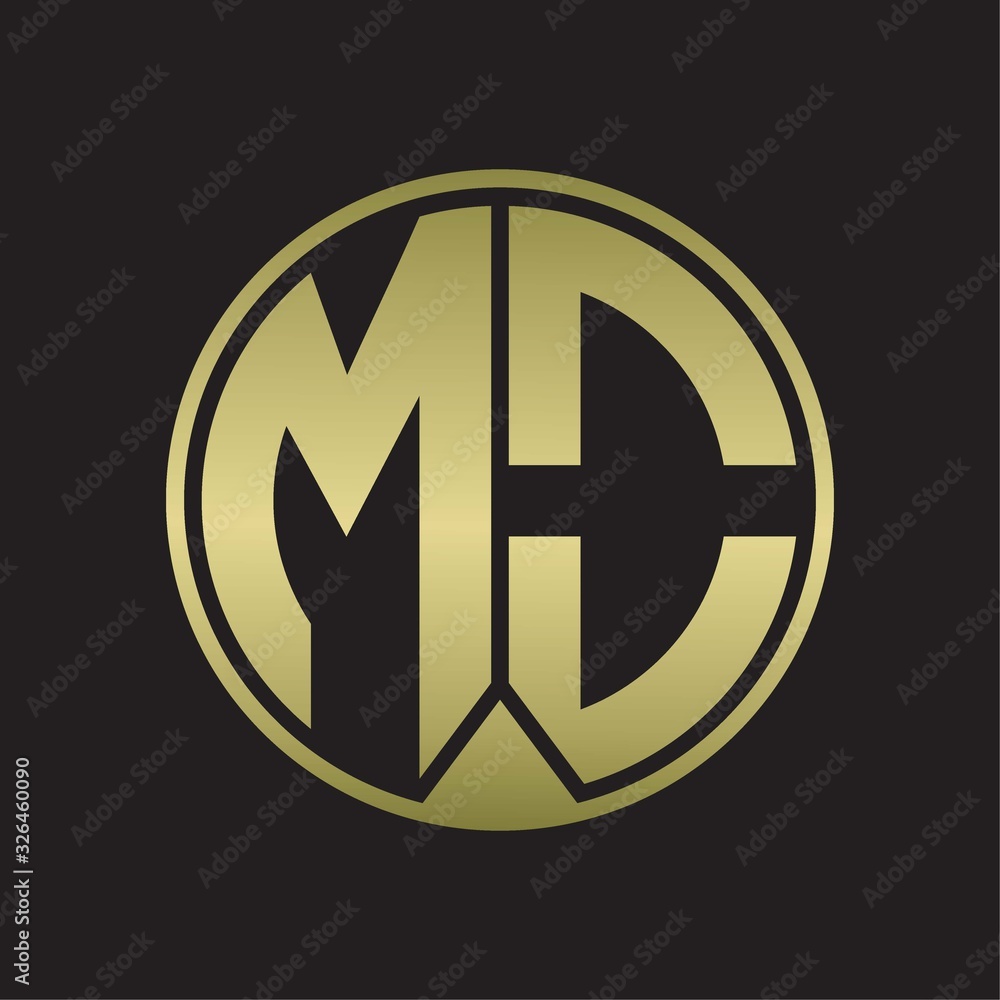 MO Logo monogram circle with piece ribbon style on gold colors MO Logo monogram circle with piece ribbon style on gold colors