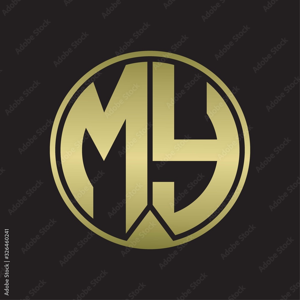 MY Logo monogram circle with piece ribbon style on gold colors MY Logo monogram circle with piece ribbon style on gold colors