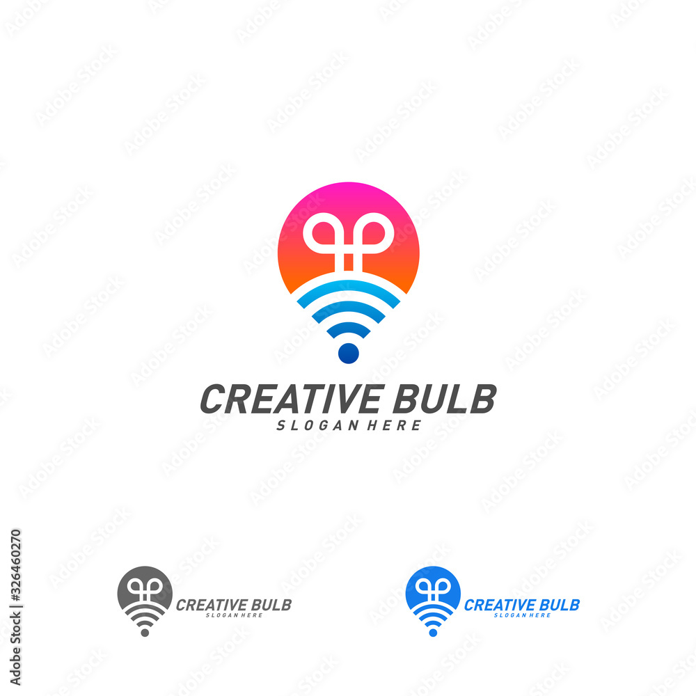 Wifi light bulb logo design concept vector, Smart Bulb logo template for business Wifi light bulb logo design concept vector, Smart Bulb logo template for business