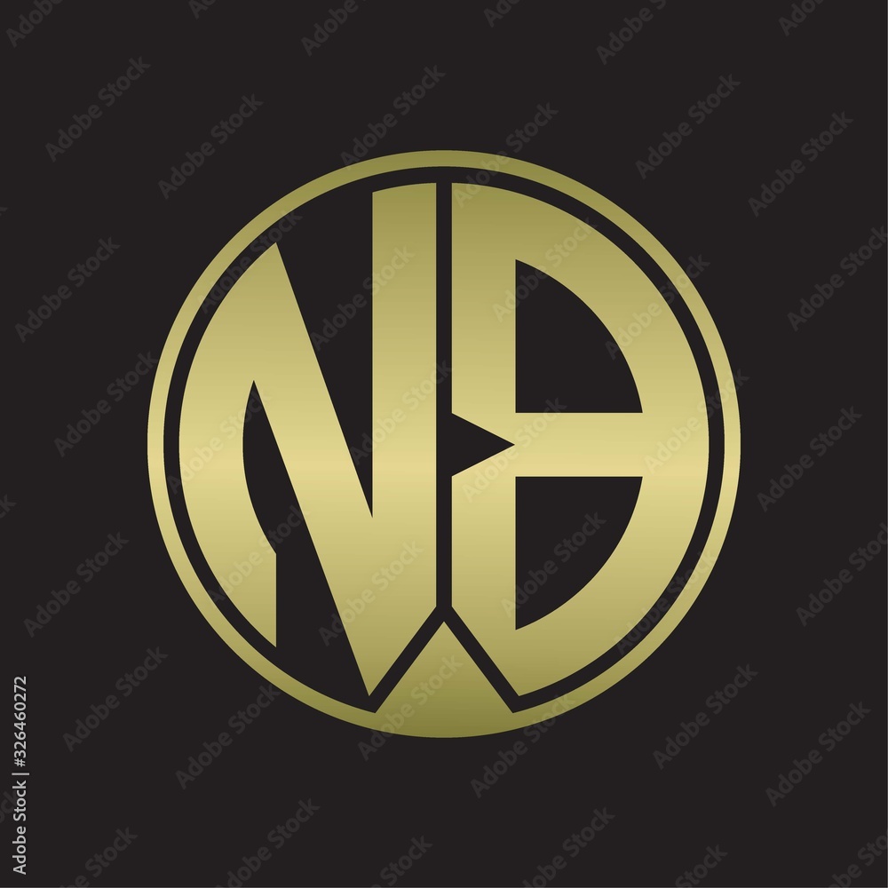 NB Logo monogram circle with piece ribbon style on gold colors NB Logo monogram circle with piece ribbon style on gold colors