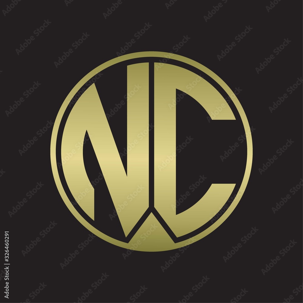 NC Logo monogram circle with piece ribbon style on gold colors NC Logo monogram circle with piece ribbon style on gold colors