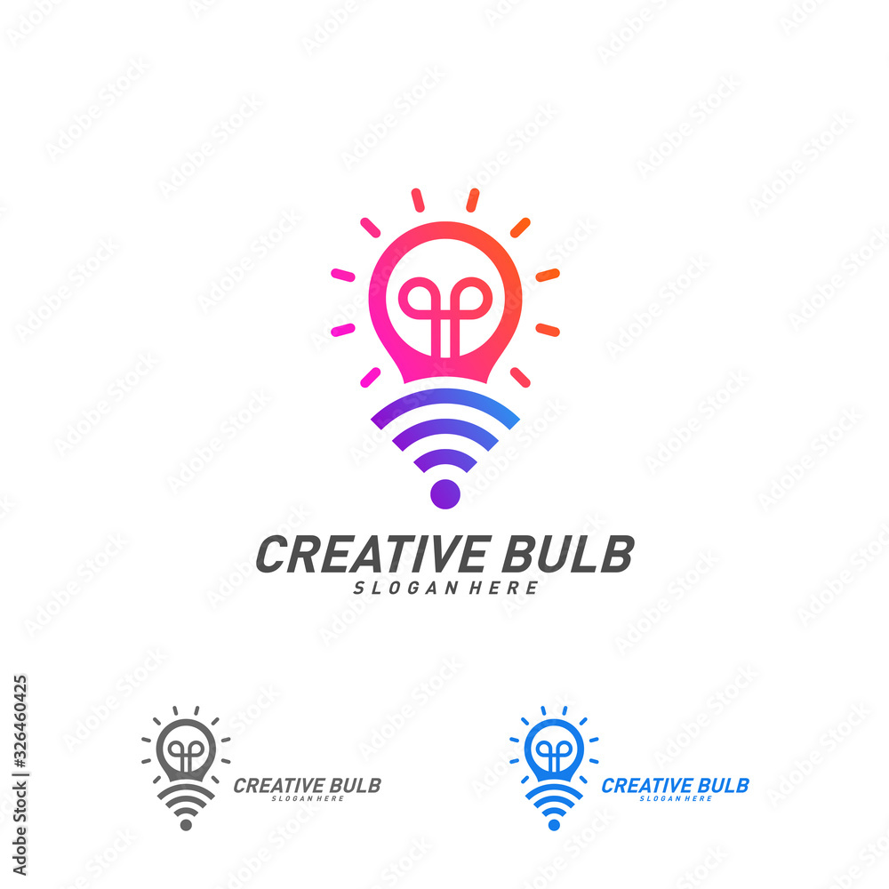 Wifi light bulb logo design concept vector, Smart Bulb logo template for business Wifi light bulb logo design concept vector, Smart Bulb logo template for business