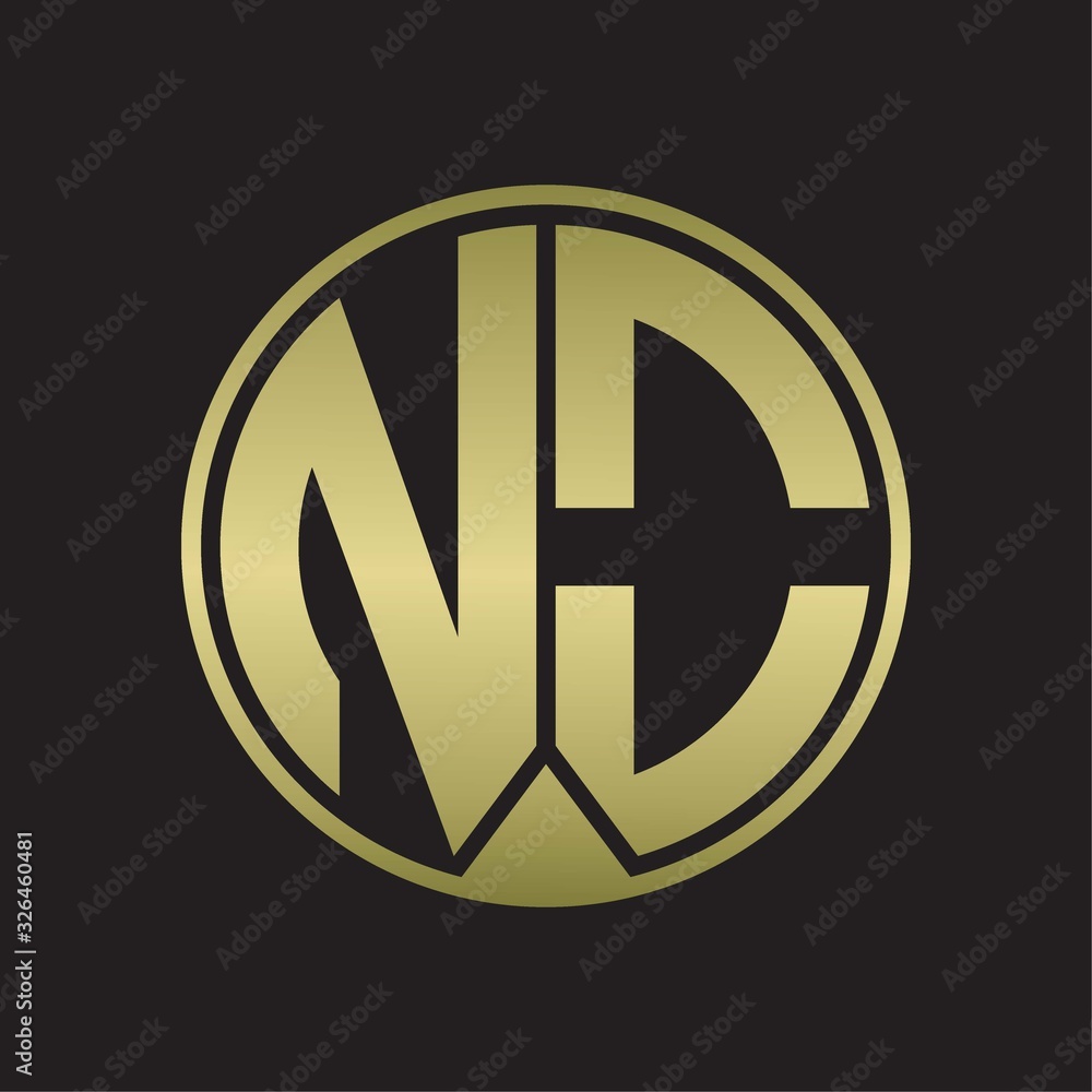 NO Logo monogram circle with piece ribbon style on gold colors NO Logo monogram circle with piece ribbon style on gold colors