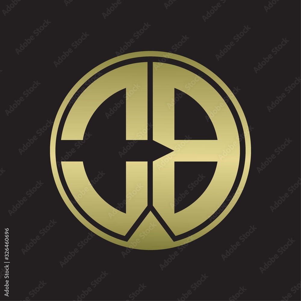 OB Logo monogram circle with piece ribbon style on gold colors OB Logo monogram circle with piece ribbon style on gold colors