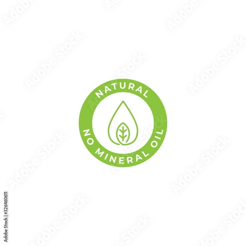 Natural cosmetics, no mineral oil. Vector logo icon template