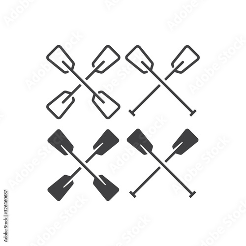 Set of kayak paddle. Vector icon template