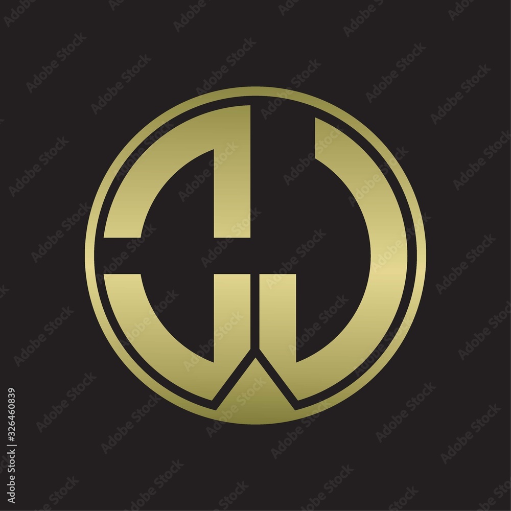 OJ Logo monogram circle with piece ribbon style on gold colors OJ Logo monogram circle with piece ribbon style on gold colors