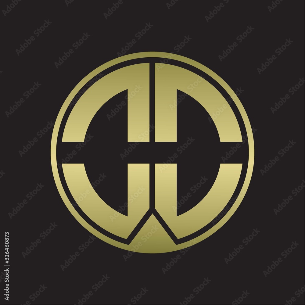 OO Logo monogram circle with piece ribbon style on gold colors OO Logo monogram circle with piece ribbon style on gold colors