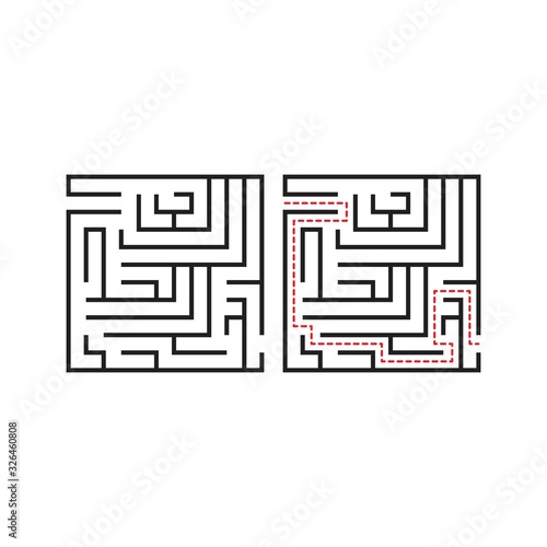 Labyrinth maze way from start and finish, education logic for kids. Vector illustration template