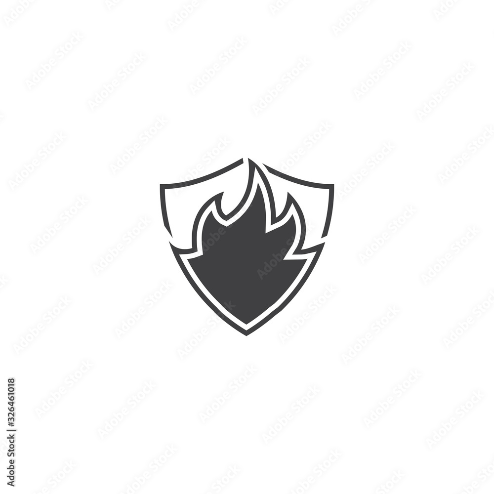Obraz premium Flame protection, fire shield. Vector logo icon template
