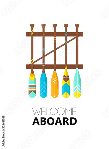 Template vertical poster with Welcome  Aboard
