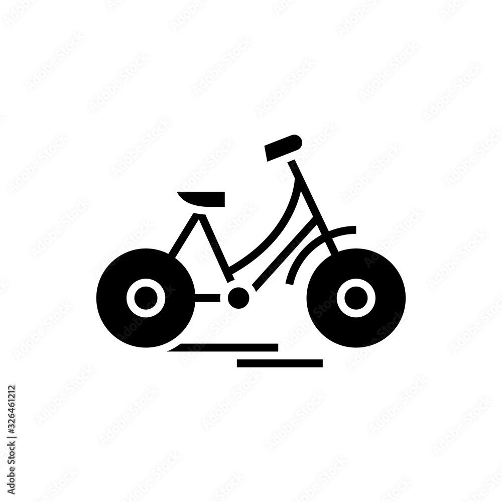 Bycicle black icon, concept illustration, vector flat symbol, glyph sign.