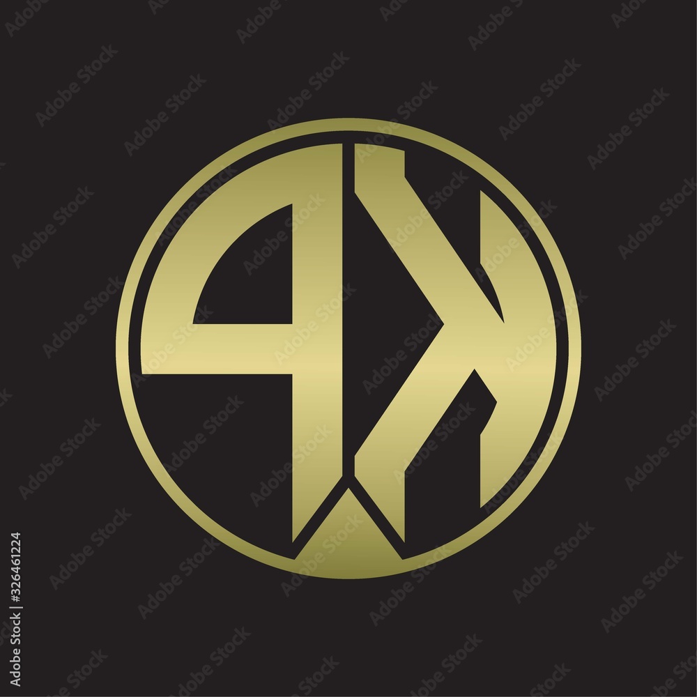 PK Logo monogram circle with piece ribbon style on gold colors PK Logo monogram circle with piece ribbon style on gold colors