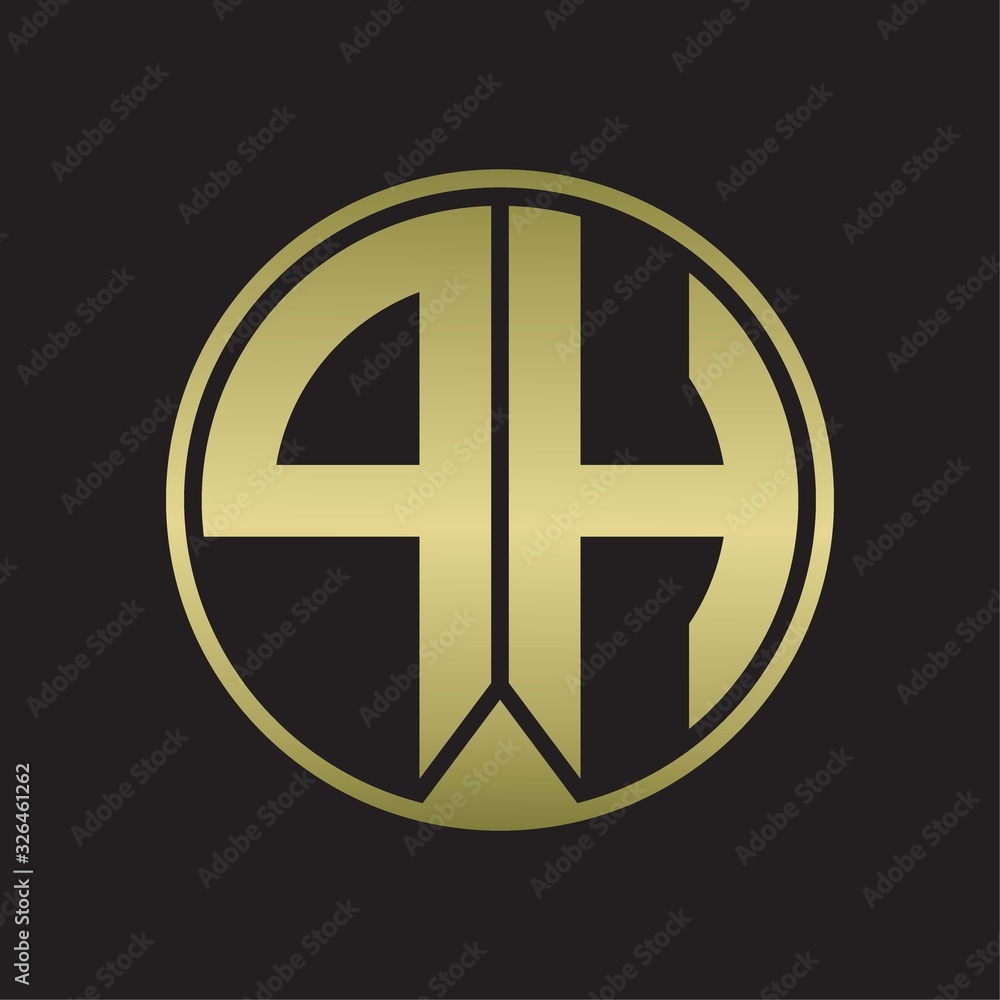 PH Logo monogram circle with piece ribbon style on gold colors PH Logo monogram circle with piece ribbon style on gold colors