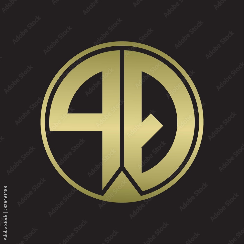 PQ Logo monogram circle with piece ribbon style on gold colors PQ Logo monogram circle with piece ribbon style on gold colors