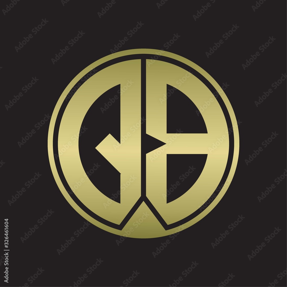 QB Logo monogram circle with piece ribbon style on gold colors QB Logo monogram circle with piece ribbon style on gold colors