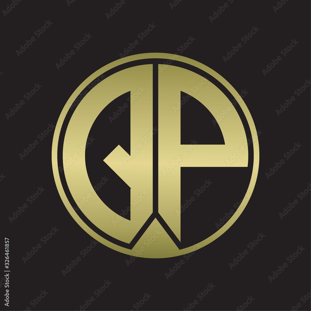 QP Logo monogram circle with piece ribbon style on gold colors QP Logo monogram circle with piece ribbon style on gold colors