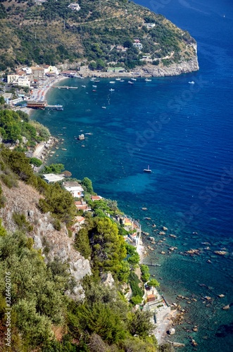 Nerano, panorama of Marina del Cantone. Amalfi coast, Italy